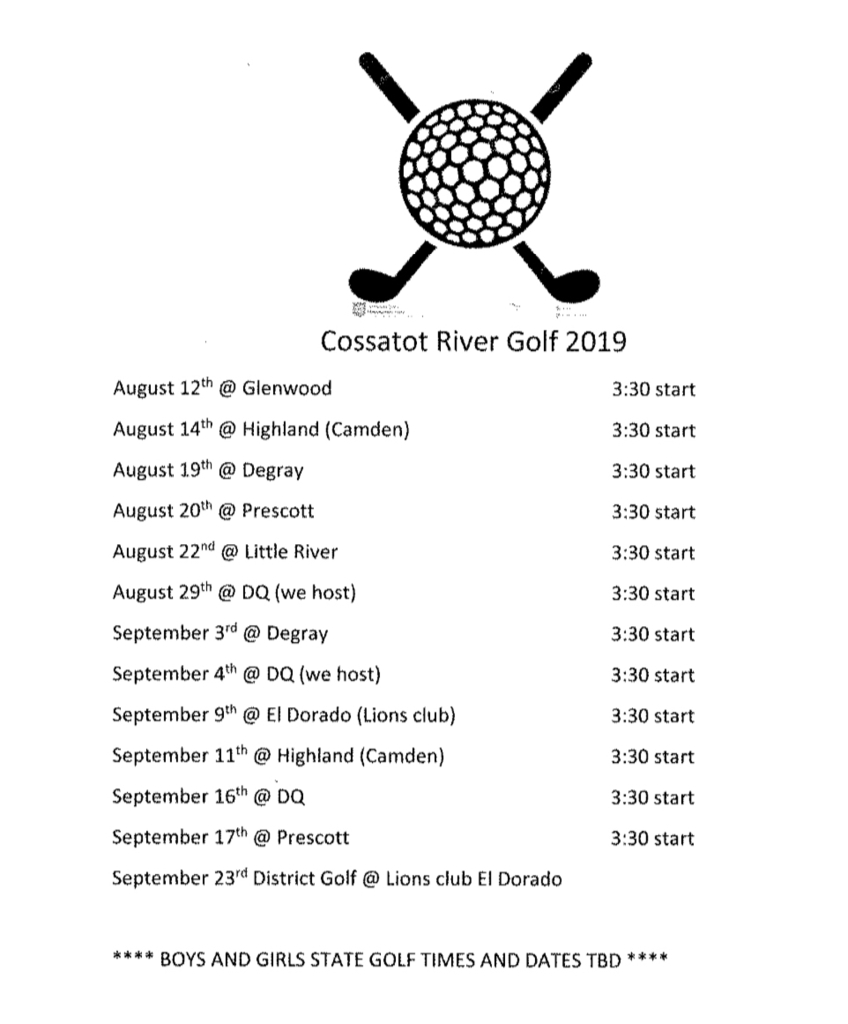 2019 Golf Schedule